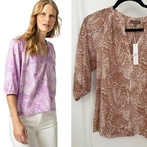 NWT Lilla P Women's 3/4 Sleeve Split
Neck Top Cotton Oversized Blouse.   24